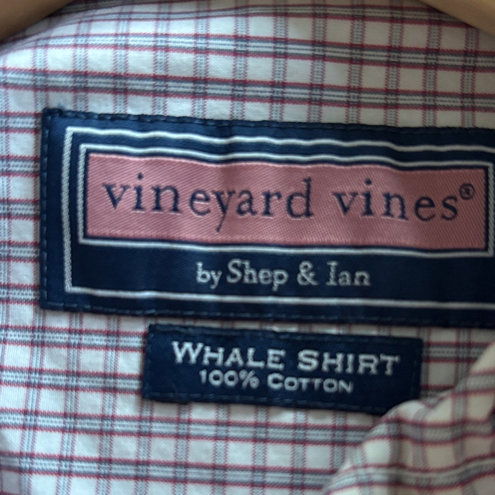 Vineyard Vines Men's Red and White Checkered Shirt